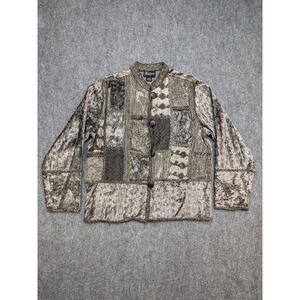 Retro Patchwork Jacket Women's M Embossed Boho‎ Grunge Art to Wear Garden Fairy